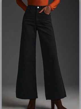 Maeve by Anthropologie Jade Black High Rise Wide Leg Jeans Size 29 mc